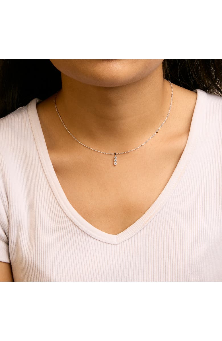 Haus of Brilliance Silver 1/7 Cttw Lab Grown Diamond Three Stone Diamond Pendant Necklace, Alternate, color, White