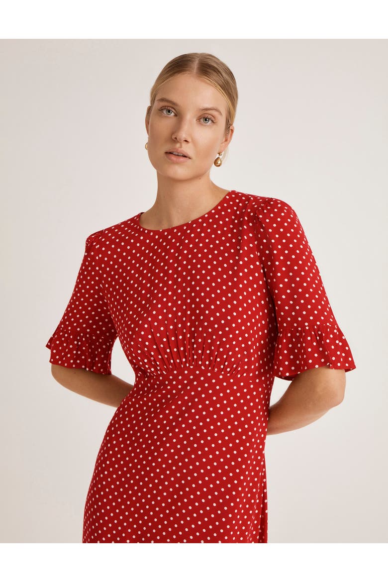 Sylvie Polka Dot Midi Dress, Alternate, color, Red Spot