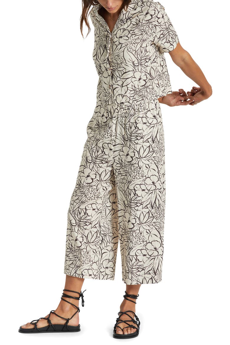 Indo Floral Linen Blend Wide Leg Pants, Main, color, WHITECAP