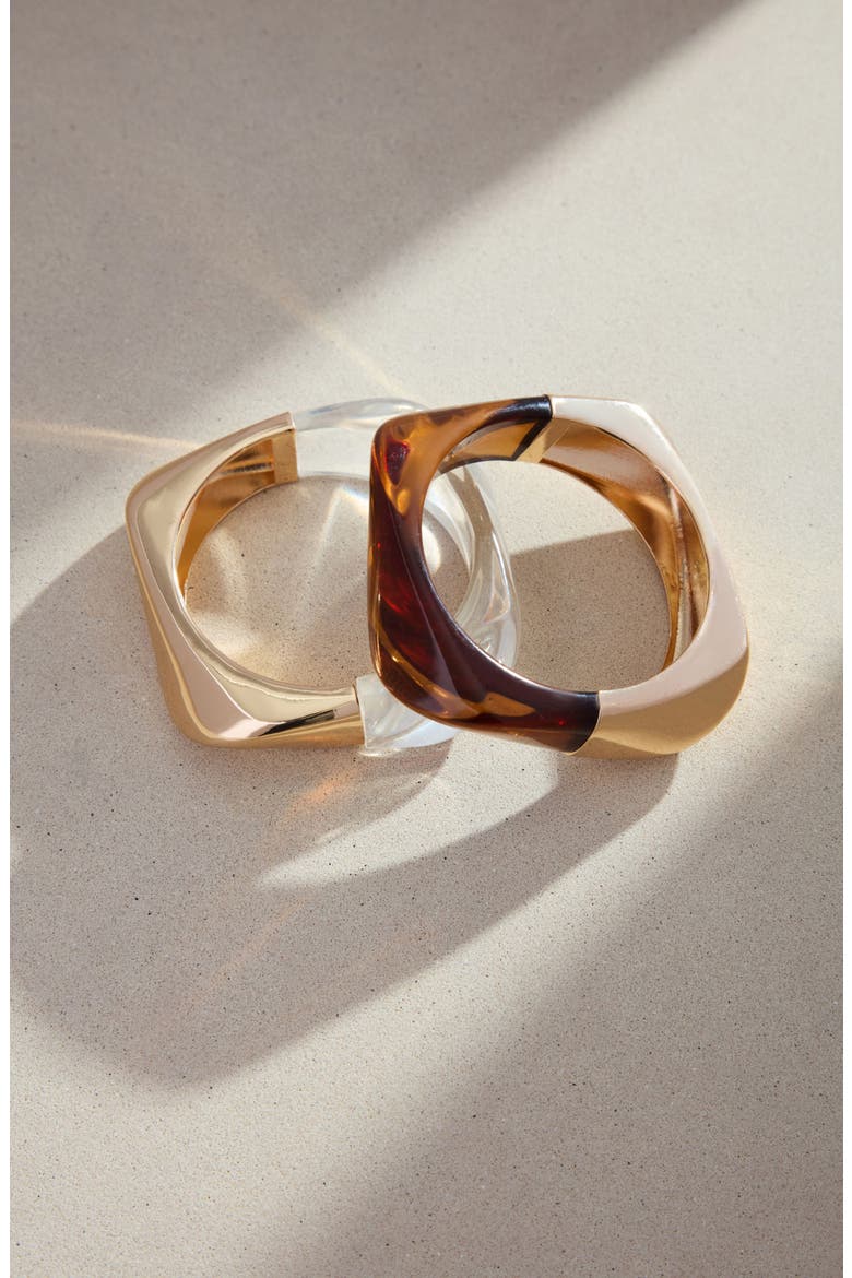 Chunky Mixed Media Bangle, Alternate, color, BROWN