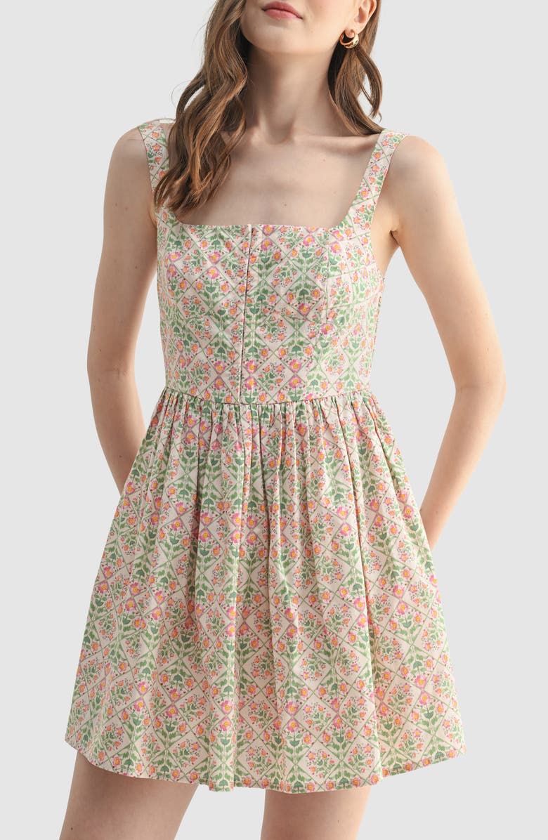 Lush Fit and Flare Mini Dress, Alternate, color, Pink Multi