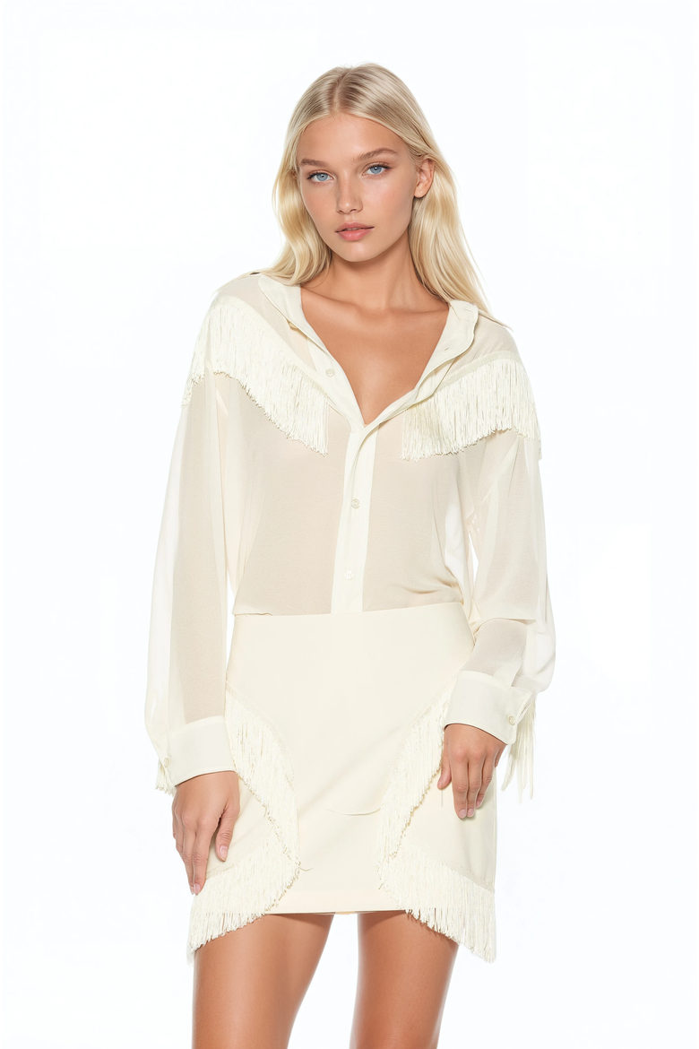 Kairos Oversized Fringe Shirt, Alternate, color, Ivory