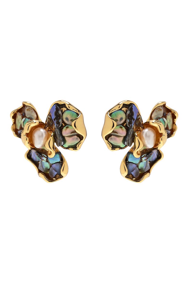 Mabel Flower Stud Earrings, Alternate, color, GREEN