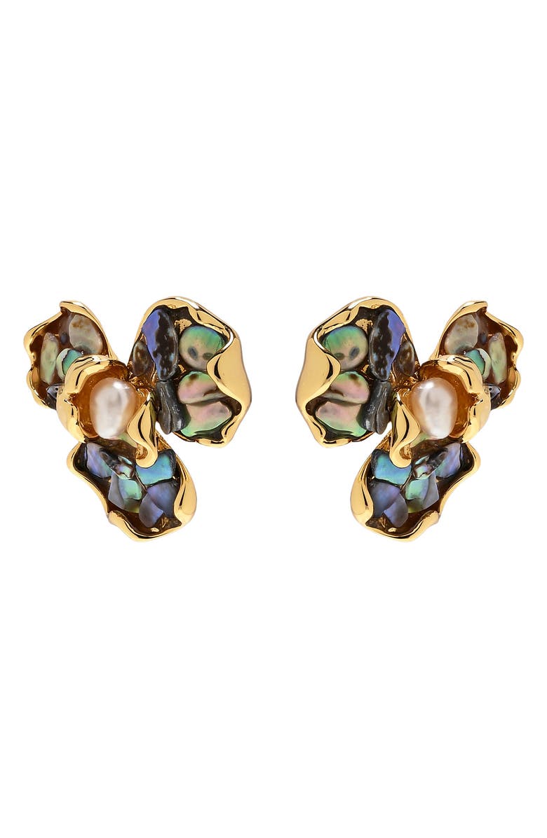 EYE CANDY LOS ANGELES Mabel Flower Stud Earrings, Alternate, color, Green