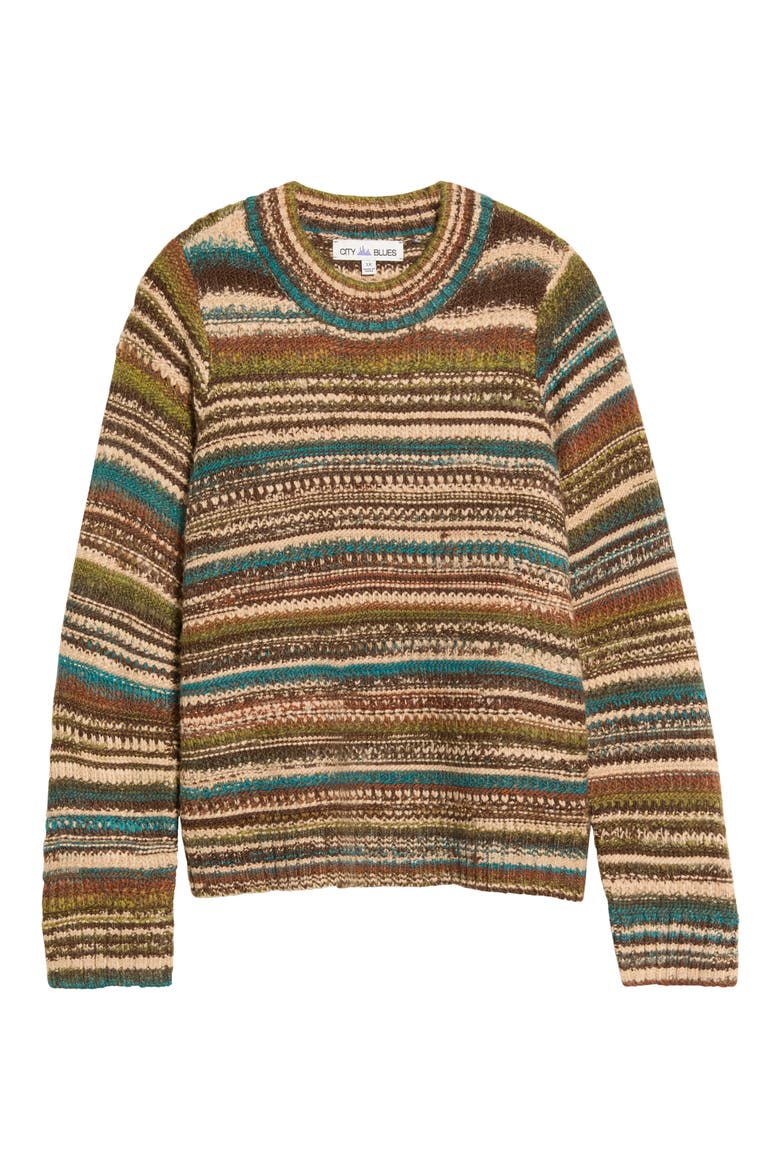 Striped Crewneck Sweater, Alternate, color, BROWN MULTI
