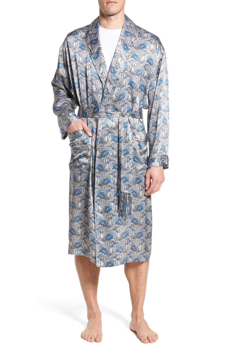 Majestic International Cypress Silk Paisley Robe, Main, color, 
