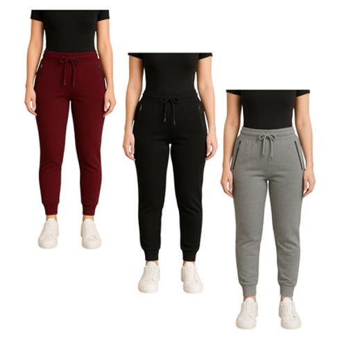 Benben Womens 3 Pack Ultra Soft Fleece Joggers