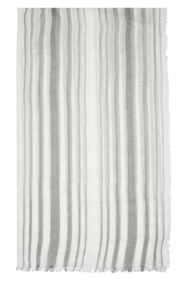Variegated Stripe Cotton Fringe Scarf, Alternate, color, SEA STONE OFF WHITE