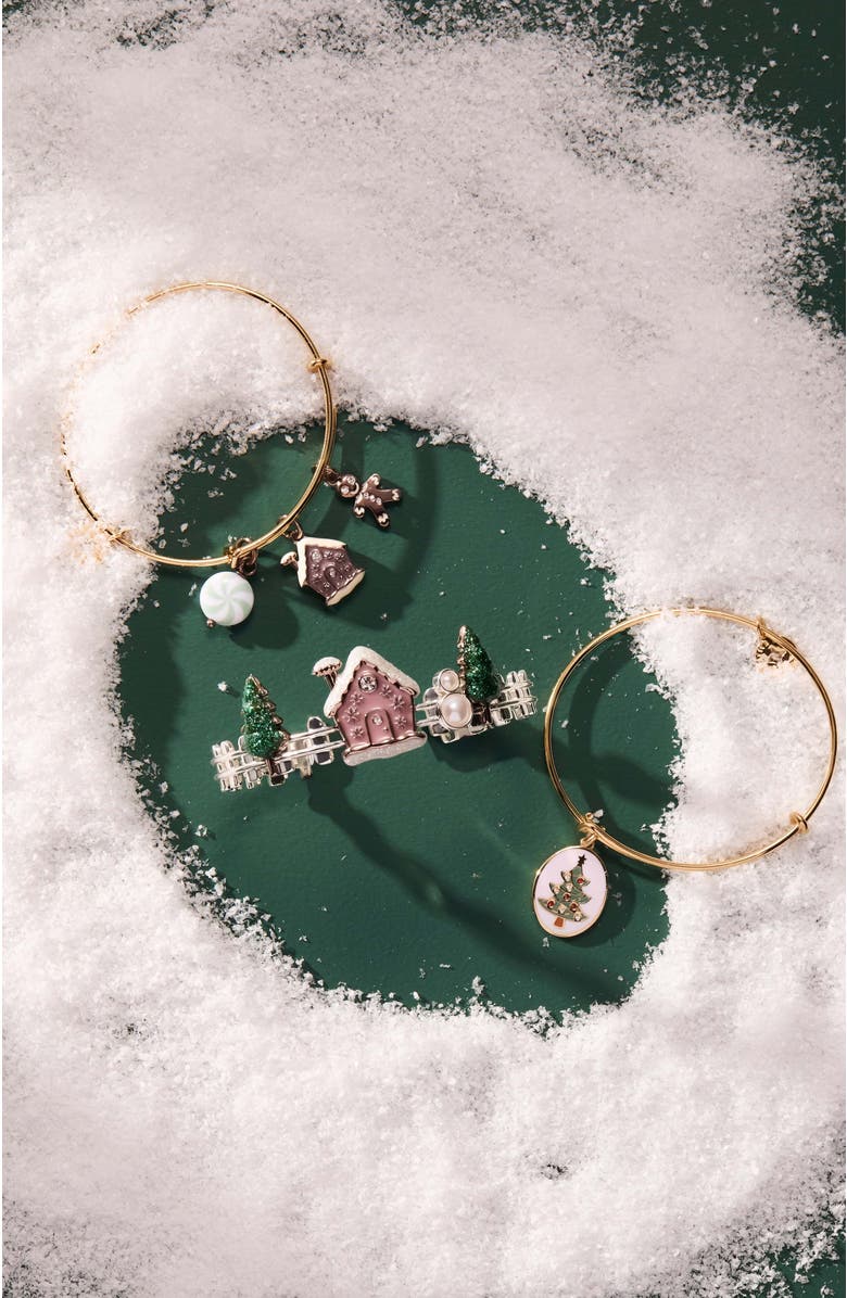 Alex and Ani Pink Christmas Multi-Charm Brangle Bracelet, Alternate, color, Gold