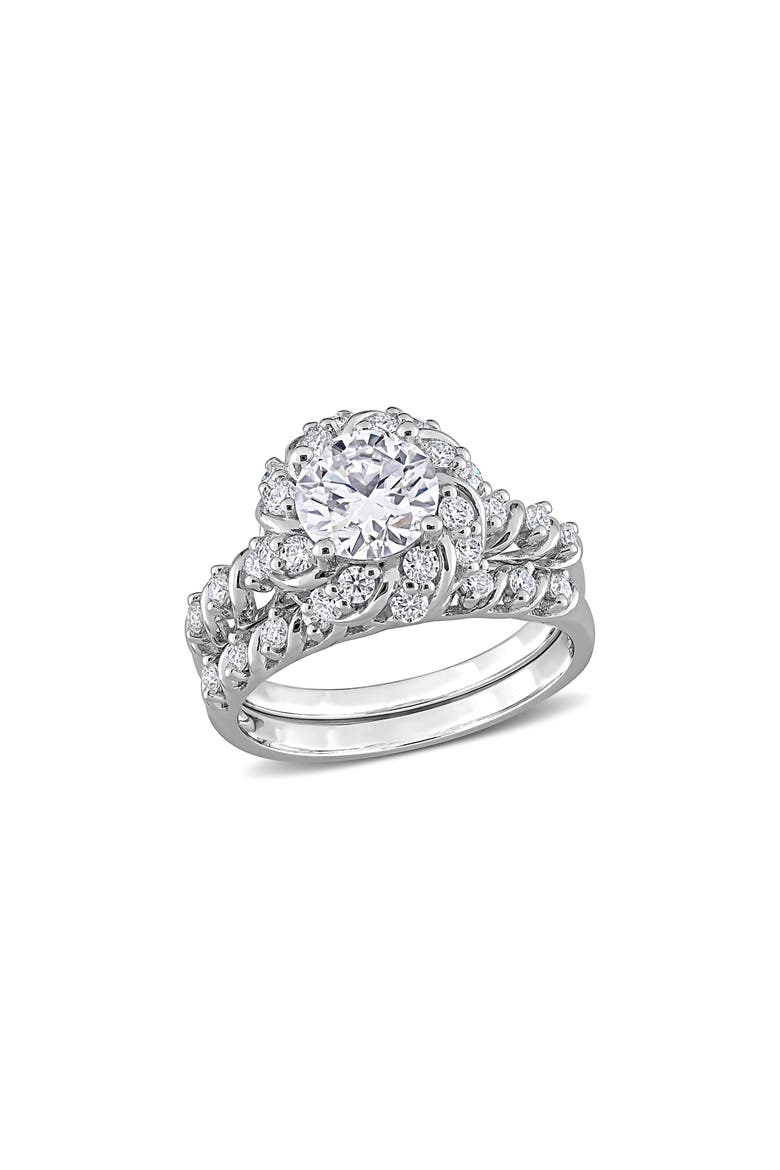 Set of 2 Lab-Created Moissanite Rings, Main, color, WHITE/ SILVER