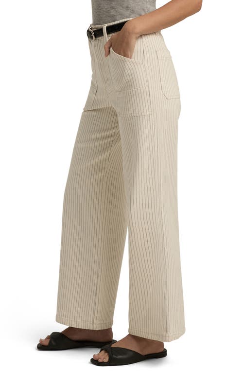 Favorite Daughter The Mischa Pinstripe Utility Wide Leg Jeans In Newport