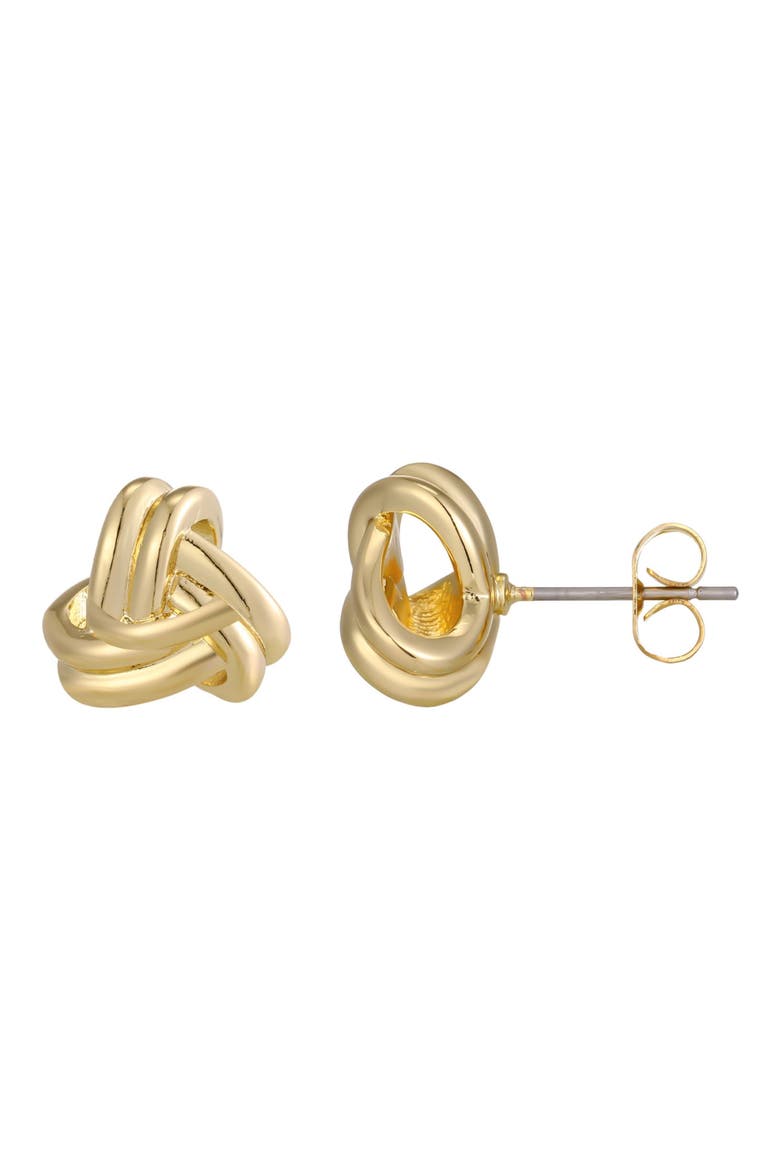 14K Gold Plated Knot Stud Earrings, Alternate, color, GOLD