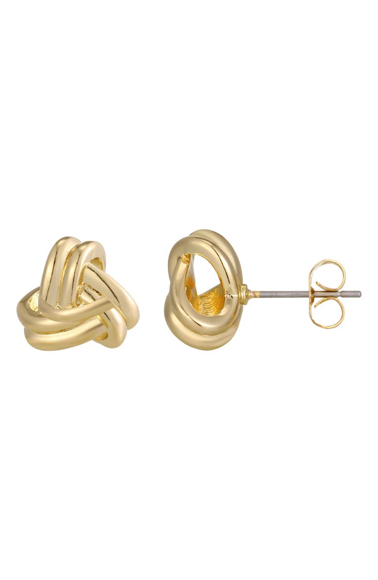 Adornia 14K Gold Plated Knot Stud Earrings, Alternate, color, Gold