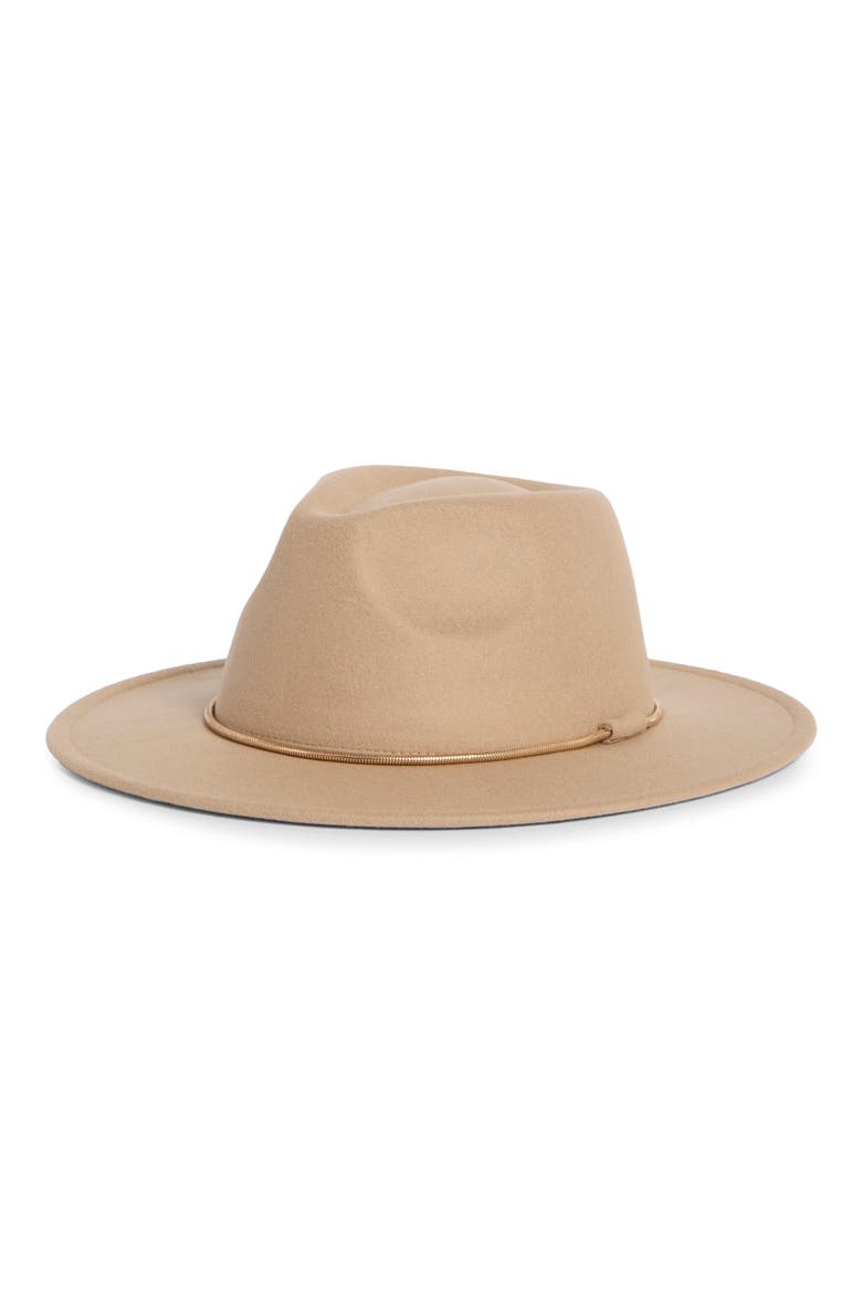Chain Trim Felt Adjustable Fedora, Main, color, BEIGE