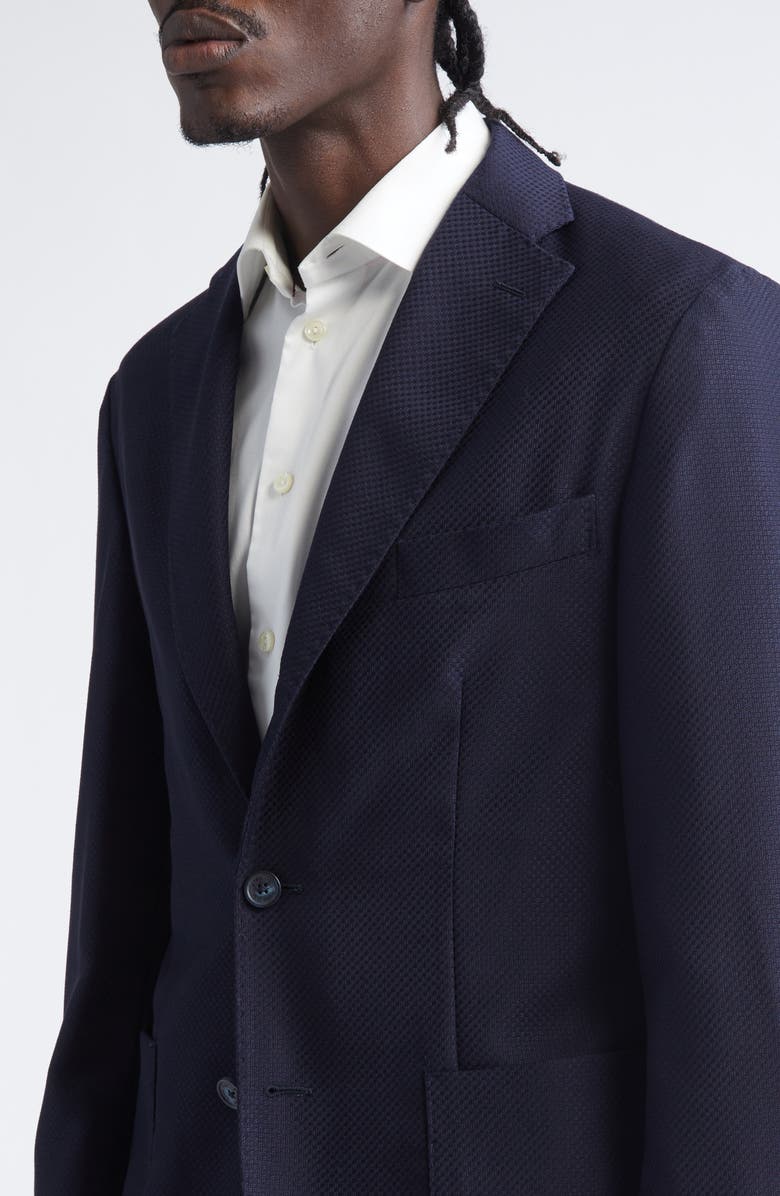 Eton Navy Textured Knit Wool Sport Coat, Alternate, color, Navy