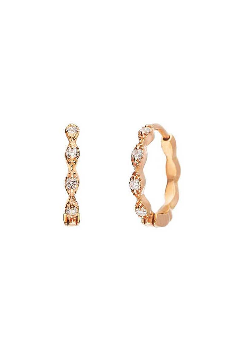 Eleanor Diamond Huggie Hoop Earrings, Main, color, ROSE GOLD