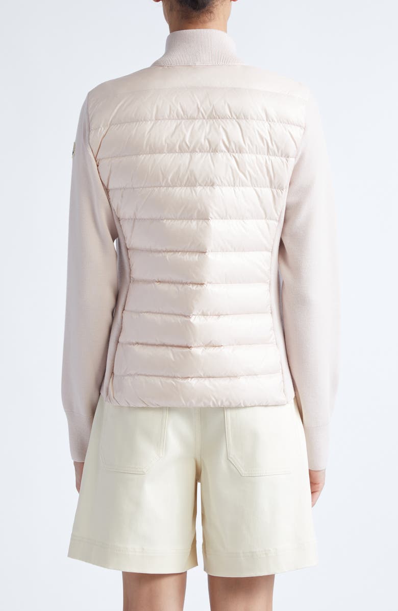 Moncler Wool Knit & Quilted Down Cardigan, Alternate, color, Mother Of Pearl