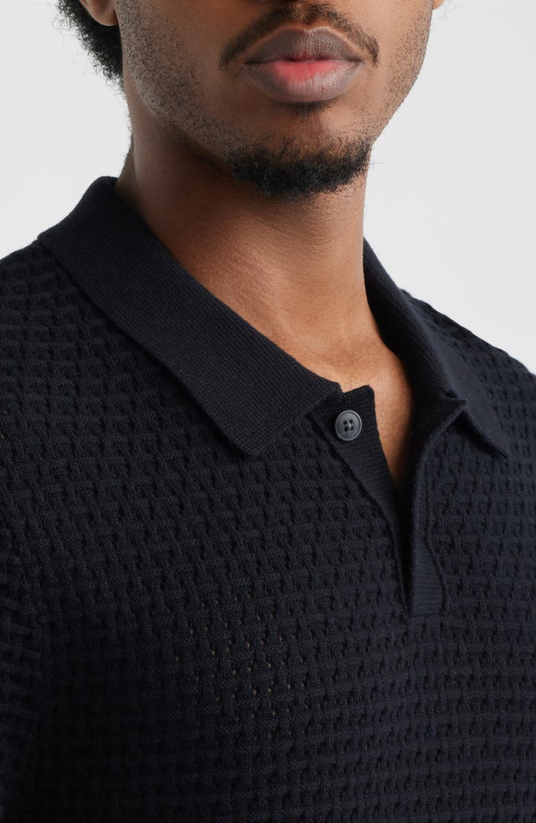 Open Edit Texture Knit Polo Top, Alternate, color, 