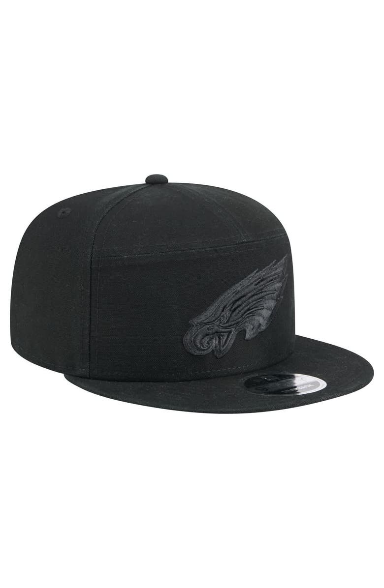 New Era Men's New Era Black Philadelphia Eagles Adventure Canvas Split Panel 9FIFTY Snapback Hat, Alternate, color, 