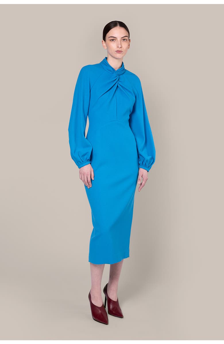 Roksanda Rima Long Sleeve Fitted Midi Dress, Main, color, 53Turquiose