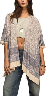 Lucky Brand Border Print Open Front Jacket
