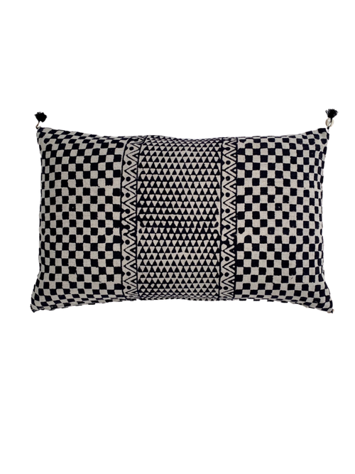 Alamwar Samburu Charcoal Petit Lumbar Pillow Cover In Charcoal