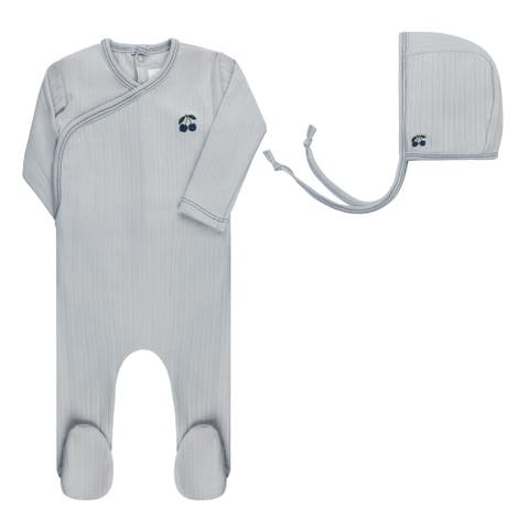 Aurora Classics Embroidered Cherry Collection - Footie + Bonnet