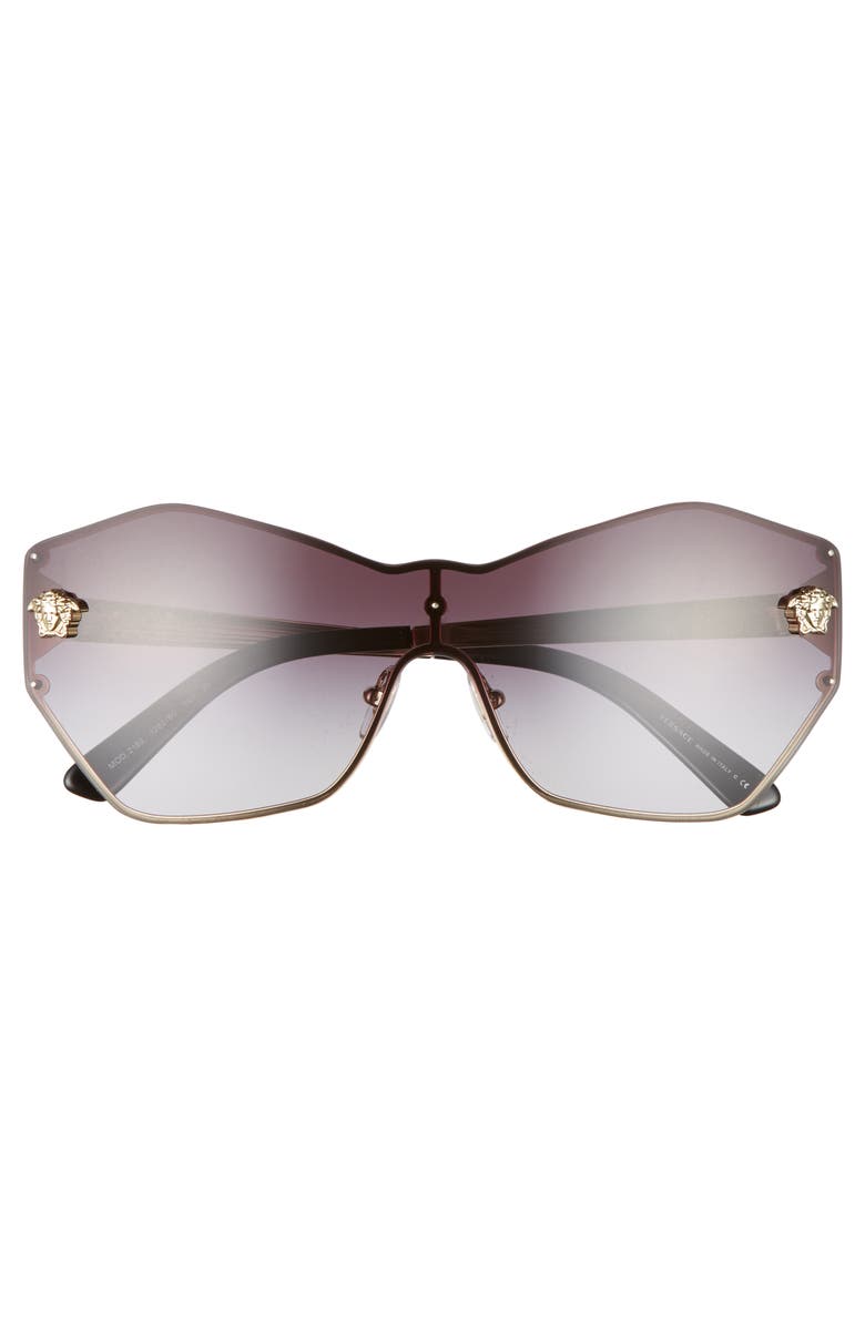 Versace Gradient Shield Sunglasses, Alternate, color, Black/ Gold Gradient