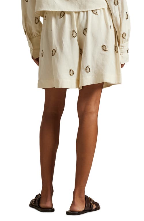 Polo Ralph Lauren Anna Beaded Paisley Shorts In White