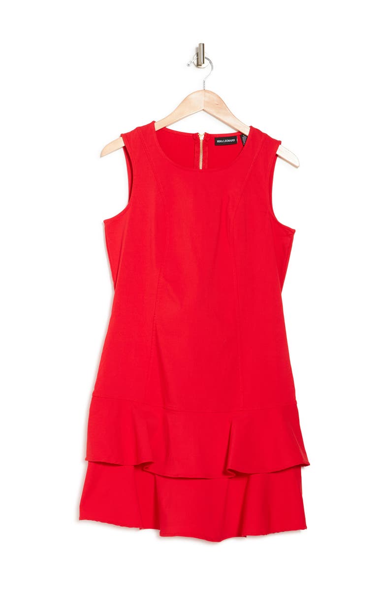 Nina Leonard Double Flounce Hem Minidress, Alternate, color, 