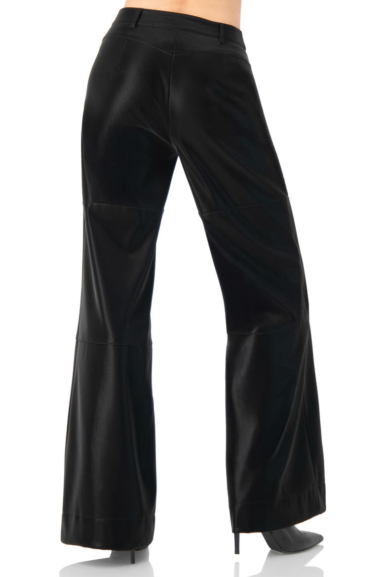 High Shine Semi-Flared Trousers, Alternate, color, Black