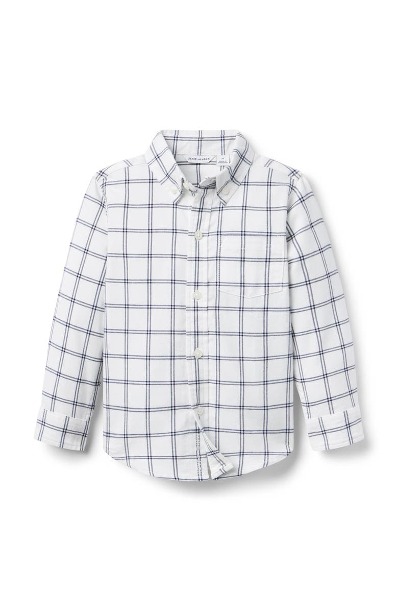 Janie and Jack Classic Flannel Shirt, Main, color, Ivory