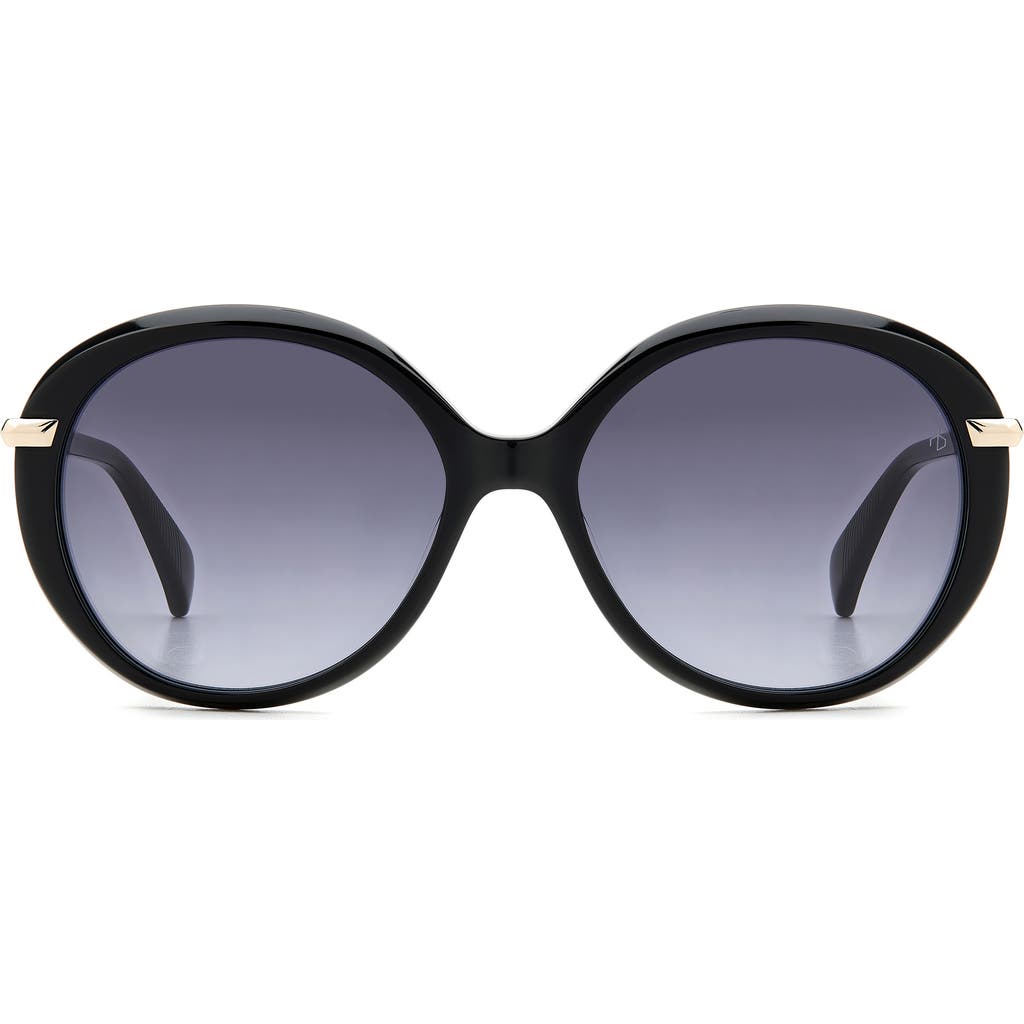 Rag & Bone 56mm Gradient Round Sunglasses In Black/grey Shaded