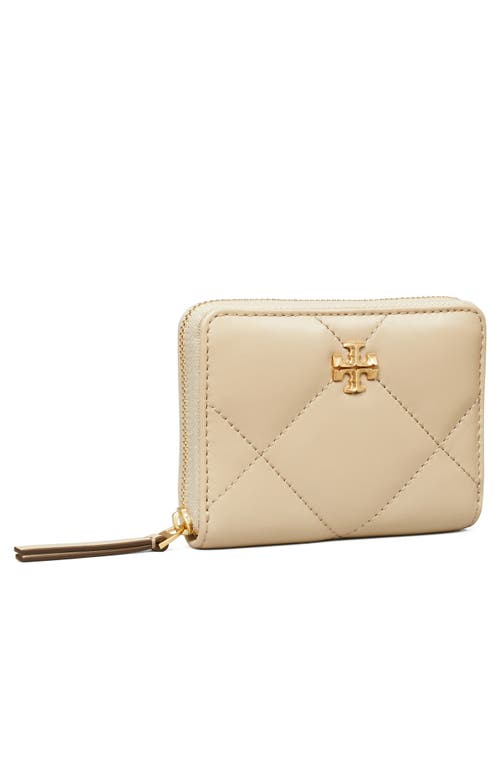Tory Burch Small Kira Diamond Quilted Leather Zip Wallet In Neutral
