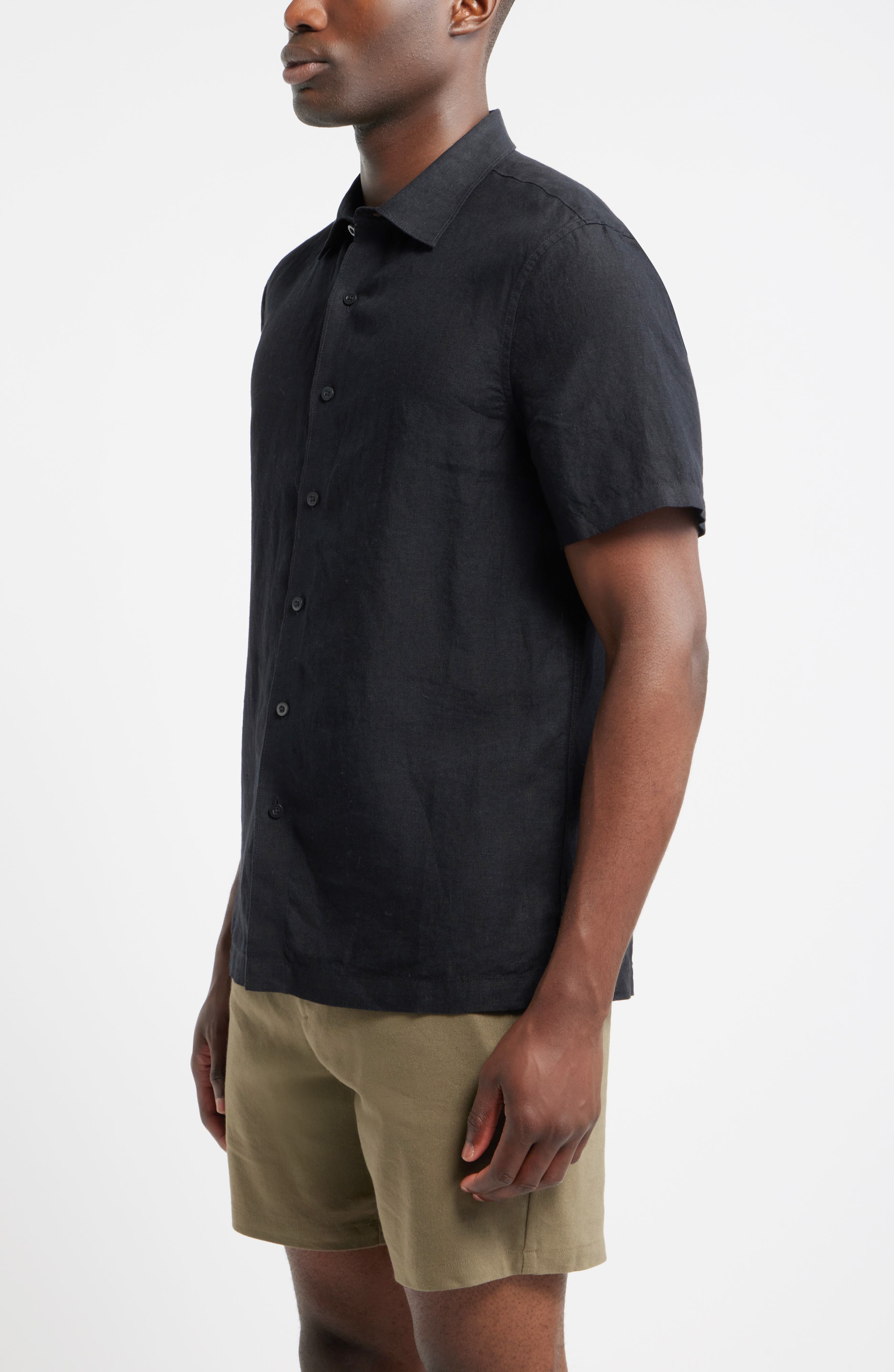 Мужские рубашки Nordstrom Short Sleeve Linen Button-Up Shirt — фото 5