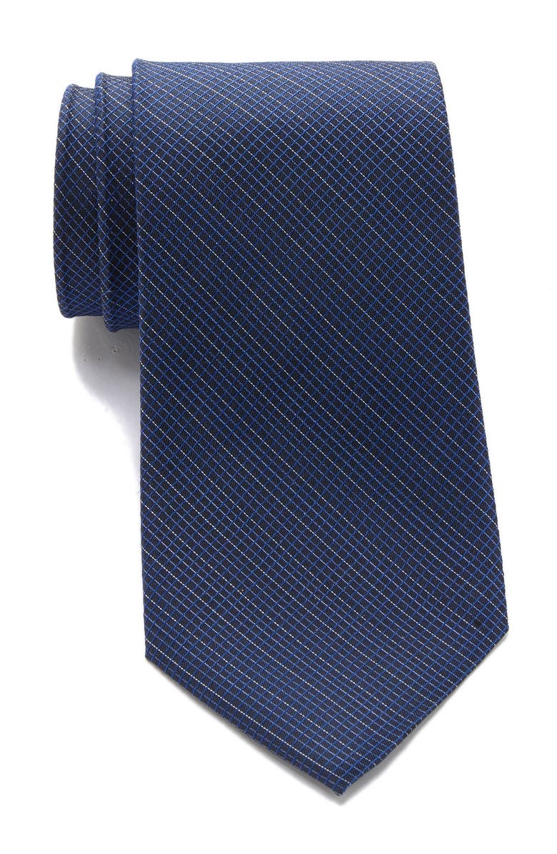 Calvin Klein Simple Grid Silk Tie, Main, color,
