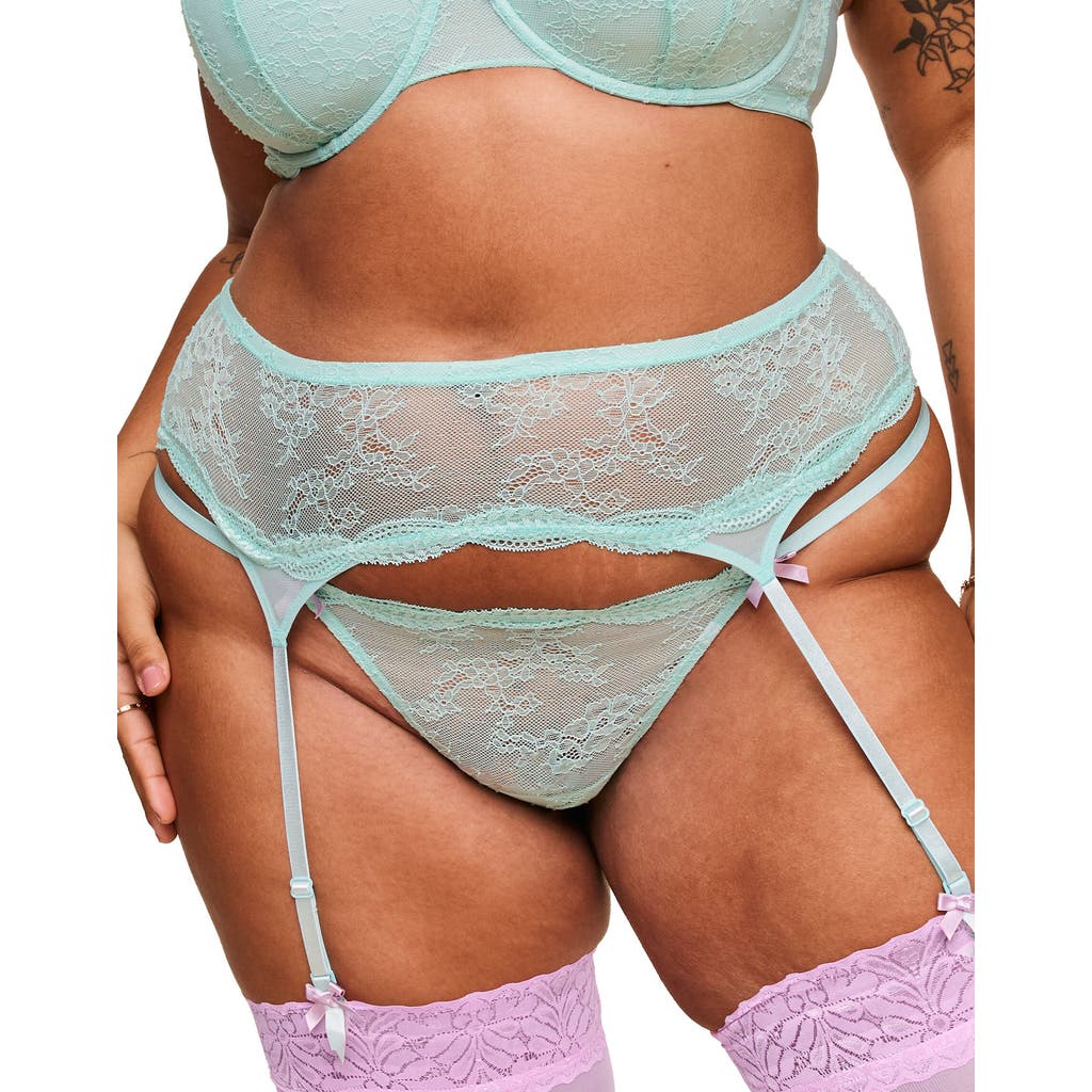 Shop Adore Me Anabella Garter Belt Lingerie In Medium Blue