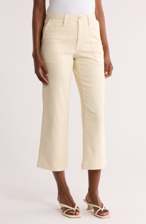 Woman Loose Wide Leg Cropped Pants High Waist Summer