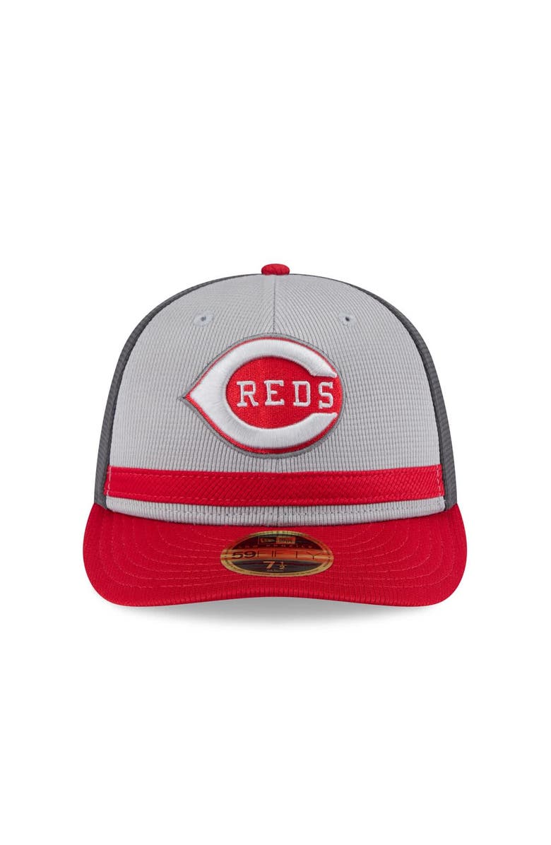 New Era Men's New Era  Gray/Red Cincinnati Reds 2025 Batting Practice Low Profile 59FIFTY Fitted Hat, Alternate, color, 