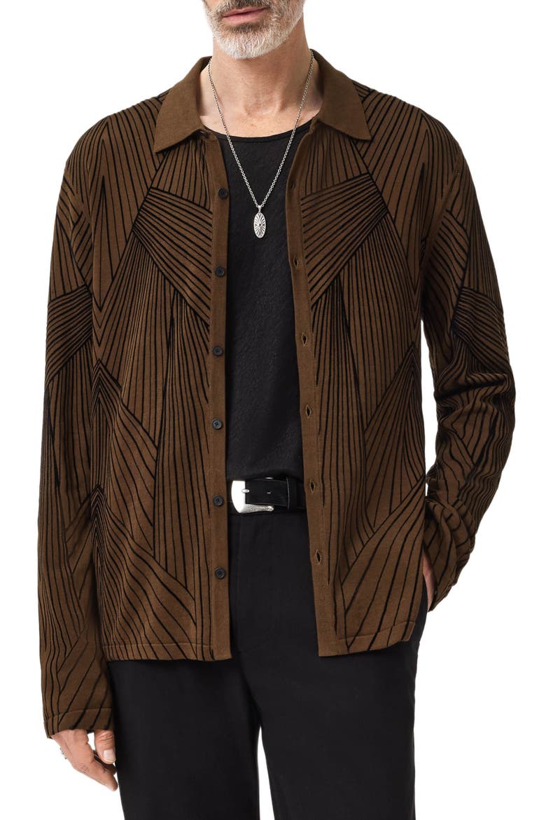 Dorian Knit Button-Up Shirt, Alternate, color, DARK BROWN