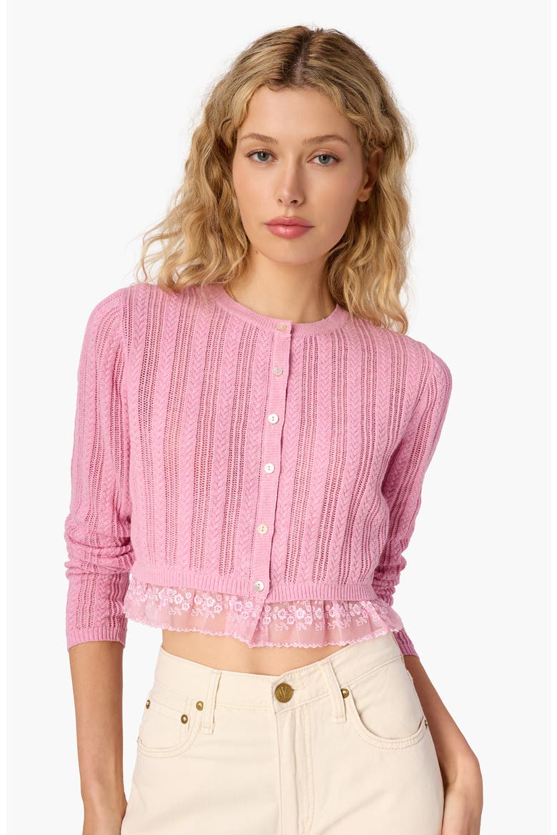 Pedra Mixed Stitch Cotton Cardigan, Alternate, color, ROSEBUD