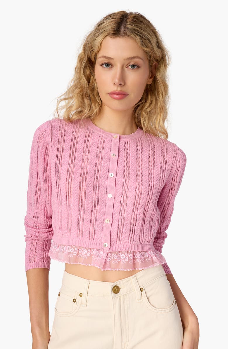 CAMI NYC Pedra Mixed Stitch Cotton Cardigan, Alternate, color, Rosebud