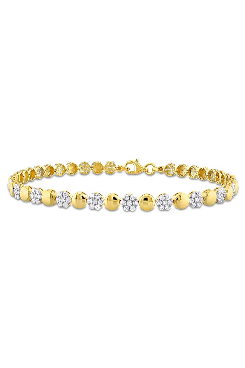 Diamond Circle Flower Tennis Bracelet 10k, Main, color, 10k Yellow Gold