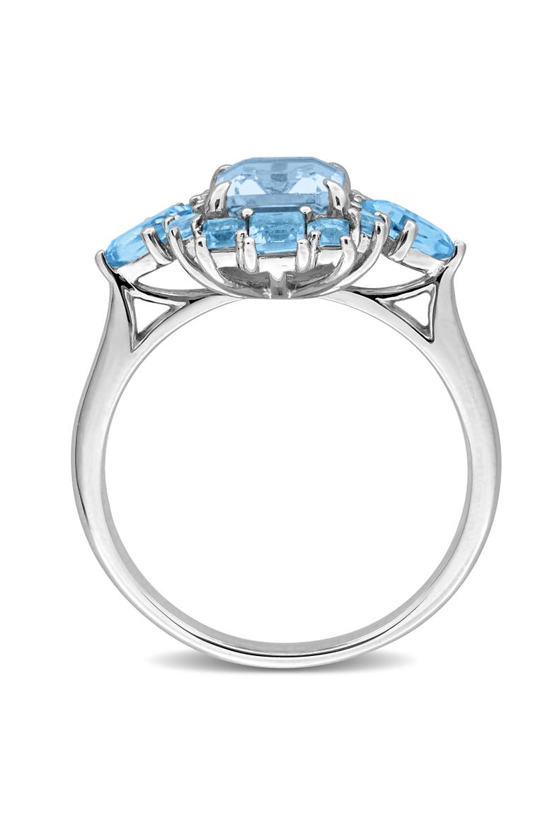 Blue Topaz Cluster Halo Ring 14k, Alternate, color, Topaz