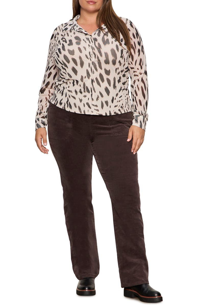 Sanctuary Fitted Mesh Button-Up Shirt, Alternate, color, White