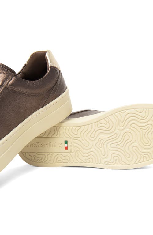 Nerogiardini Glitter Side Zip Platform Sneaker In Brown