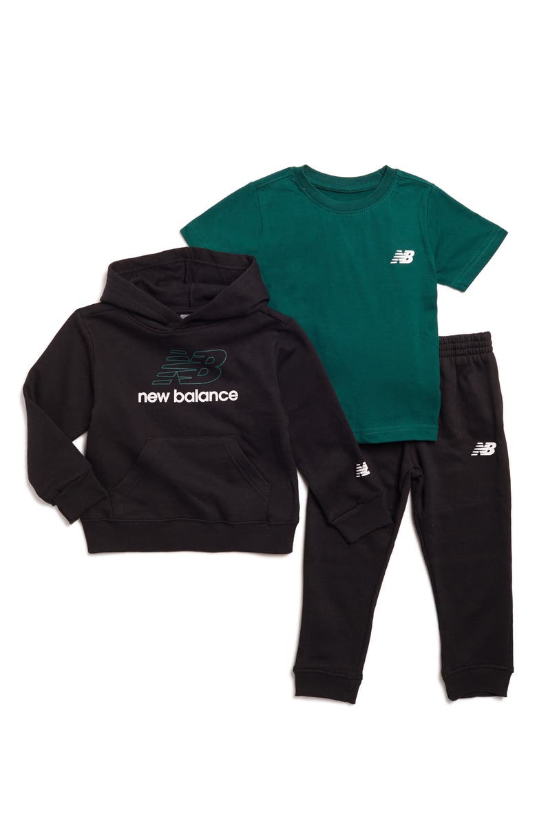New Balance Kids' Fleece Hoodie, T-Shirt & Joggers Set, Main, color, 