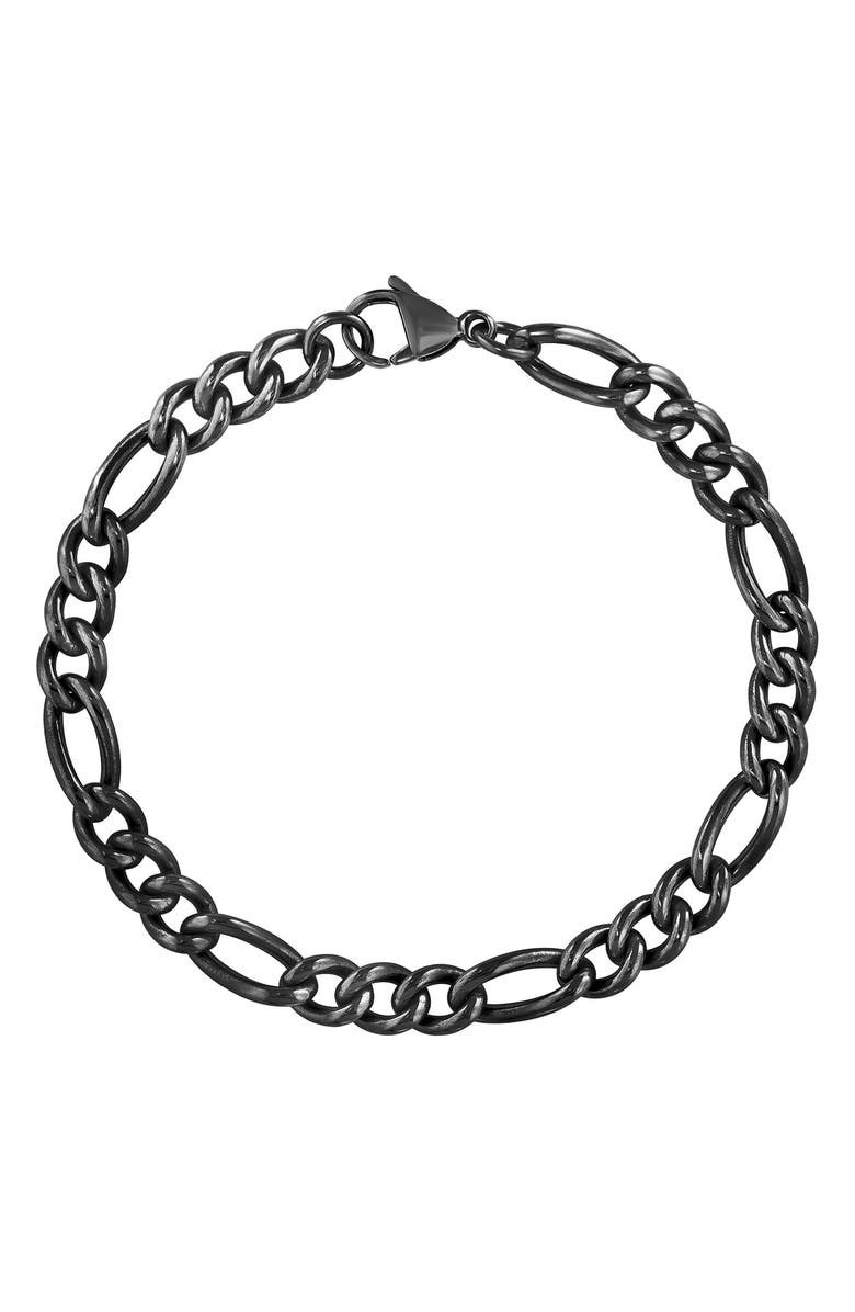 EFFY Men's Black Titanium Figaro Chain Bracelet, Main, color, Black