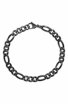 EFFY Men's Black Titanium Figaro Chain Bracelet