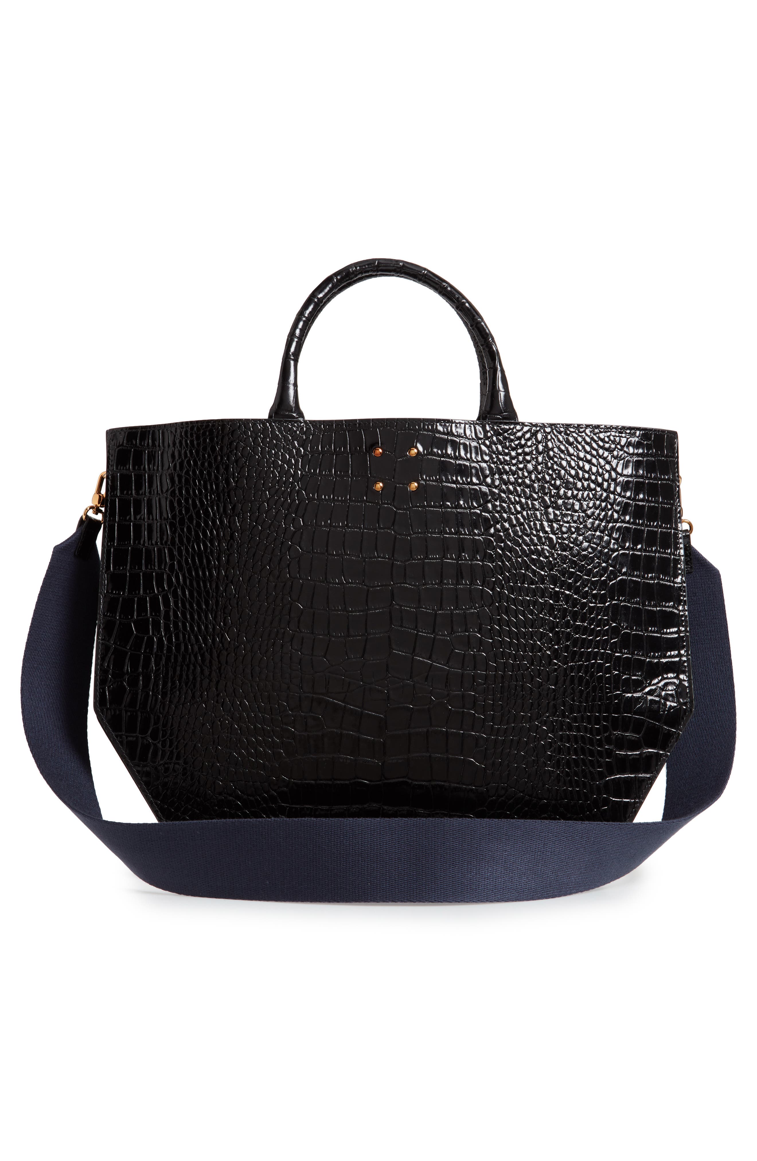 TRADEMARK Collapsing Croc Embossed Calfskin Leather Tote, Alternate, color, 